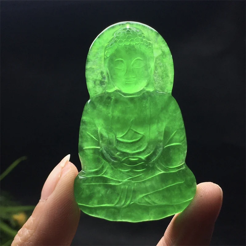 Hot Selling Natural Hand-carve Ice Green Tathagata Buddha Brand  Necklace Pendant Fashion Jewelry Men Women Luck Gifts Amulet