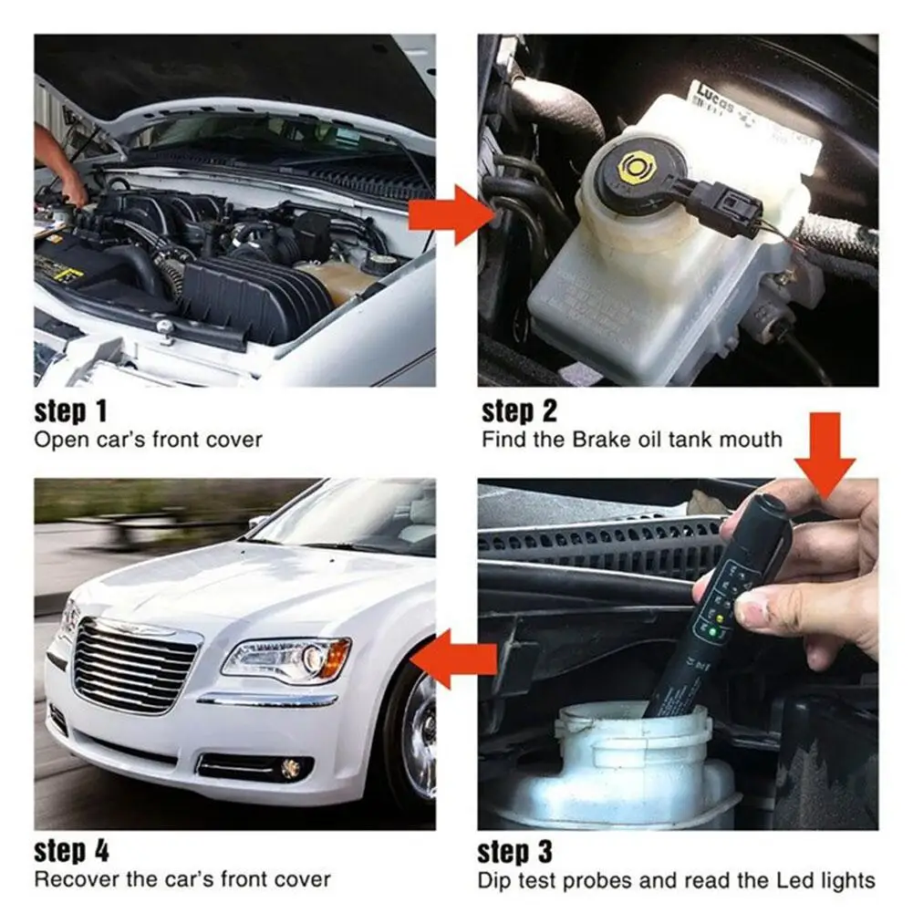 Brake Fluid Liquid Tester, Oil Moisture Analyzer with 5 LED Indicators, Auto Diagnostic Checker Tool for DOT3 DOT4 Brake Fluid - view 6