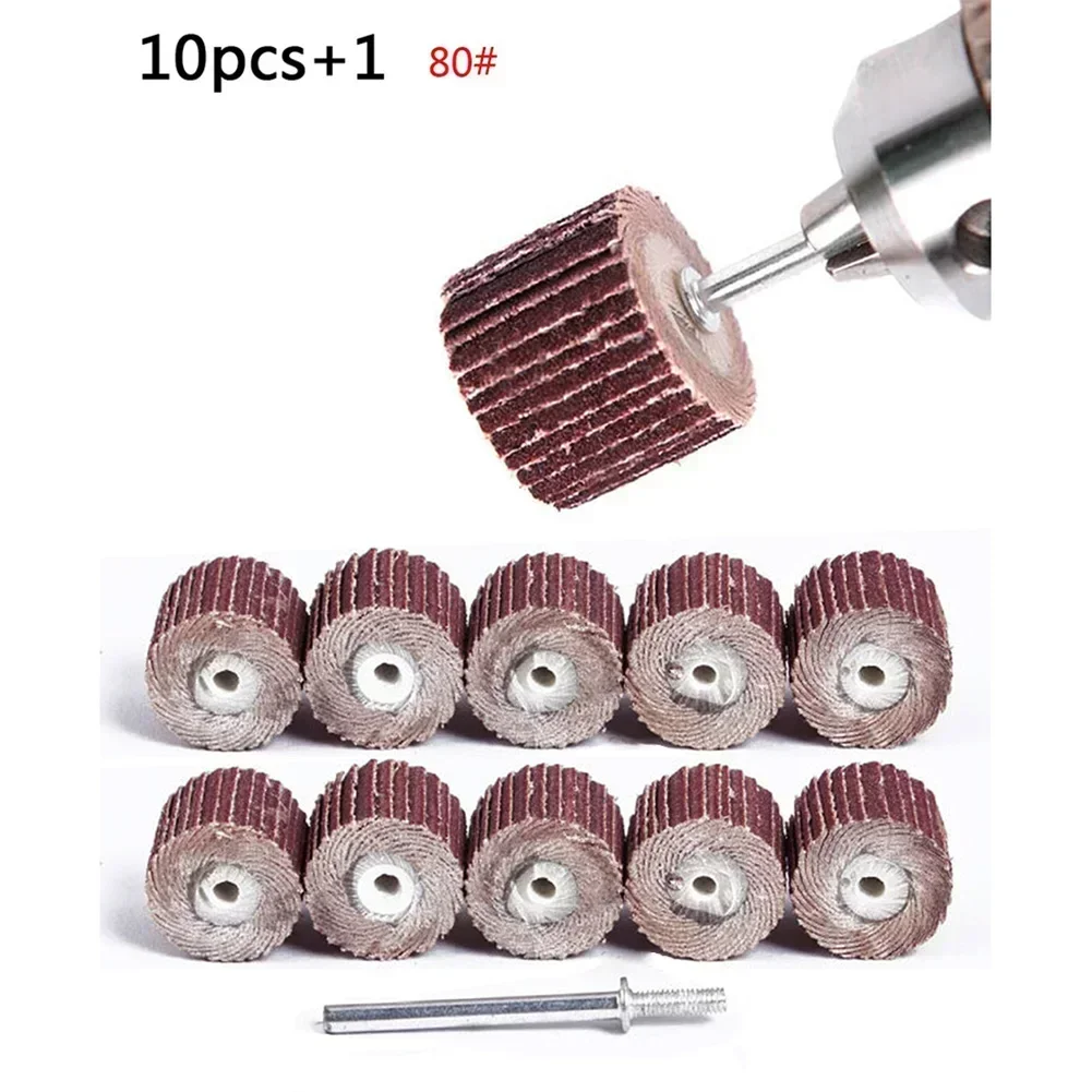 10 Pcs Flap Wheel Disc Sanding Drill Sandpaper Polishing Drill Bit 80/120/240 Grit Rotary Tool For Grinder Head