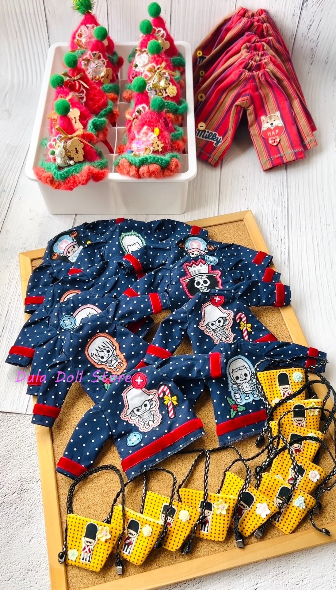 Dula pop kostuum Blythe 2025 rode kerstmuts gestreepte broek schattige babykleertjes set ob24 ob22 Azone Licca 1/6 Bjd pop accessoires