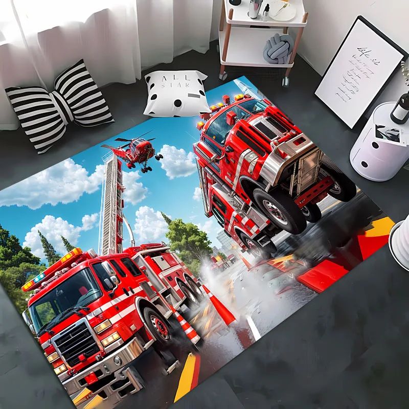 3D Printed Fire Engine Whistle Carpet, Living Room Bedroom Mat Children's Room Soft and Comfortable Anti-slip Rug Christmas Gift