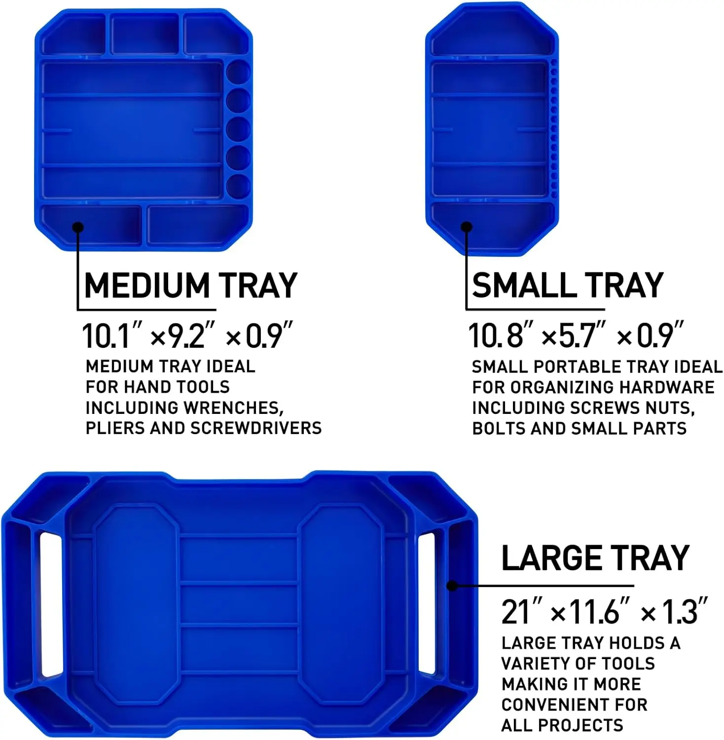 

3pcs Large Non-Slip Flexible Silicone Tool Tray, Mechanic Tool Mat, Tool Organizer, Storage, Holder, Grip Mats