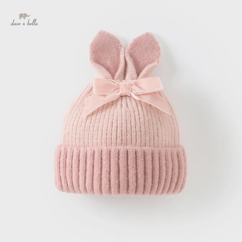 Dave Bella Winter Baby Hat Pink Ear Knit Hat for Kids Warm Cap for Girls Boys Windproof Beanies Infant Cap DB4243031