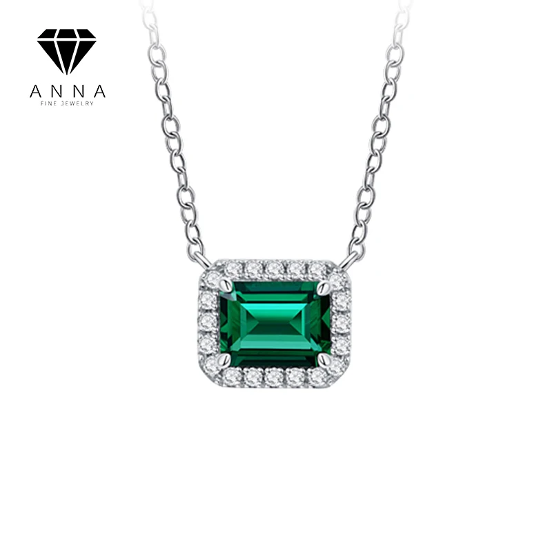 

Luxury Solid 925 Sterling Silver Natural Gemstone Emerald Necklace for Women Wedding Pendant Paramount Dinner Fine Jewelry Gifts