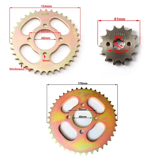Imagen 2 del producto ATV 428 piñón trasero delantero 116 eslabones Kit de cadena de transmisión para 50cc 70cc 90cc 110cc 125cc ATV Go Kart UTV Buggy Quad Bike piezas