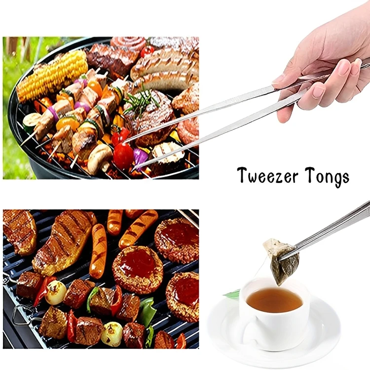 Multifunktionale Grillzange aus Edelstahl, Lebensmittelzange, BBQ-Clip, Küchenhelfer, Kochpinzette, Buffet-Werkzeug CFQJ006 – Detail 4