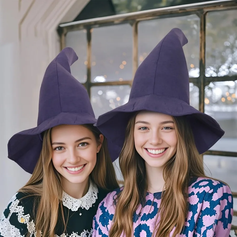 Chapéu de bruxa preto para adultos, chapéu mágico, acessórios de feiticeiro, perfeito para festas de fantasia de halloween, eventos de cosplay e o