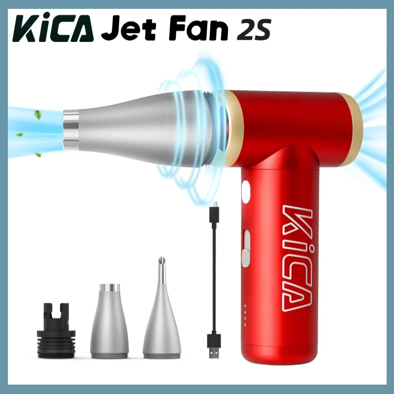 KICA Jetfan 2S Compressed Air Duster Electric Blower 27.5m/s Portable Cordless Cleaner 117000 RPM Rechargeable Air Blower, Metal