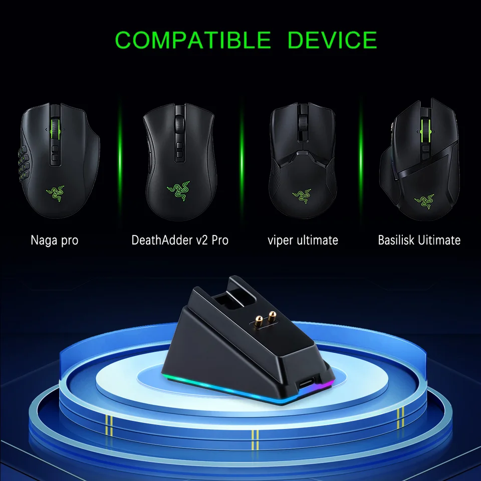 Chroma RGB Charging Dock for Raz.er Wireless Mouse DeathAdder V2
