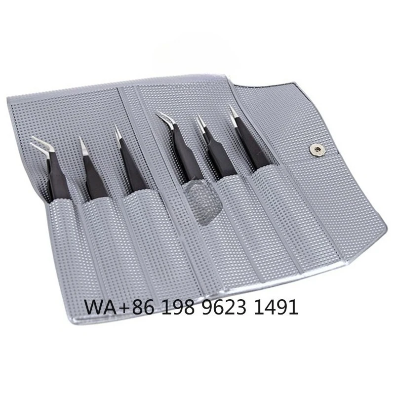 

Brand New 6Pcs ESD Epoxy Coated Anti-Static Tweezers Set High Precision Original Tools for Electronic Component Handling