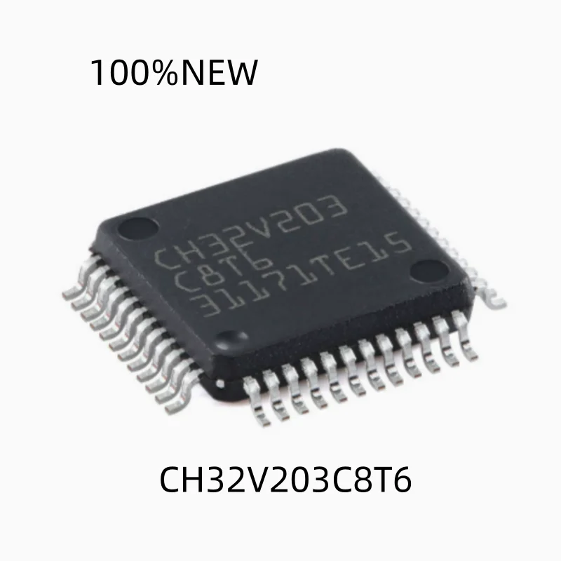 (10Pcs) 100% New Ch32V203C8T6 Lqfp-48 Risc-V Core 32-Bit Microcontroller-Mcu Chip Ic