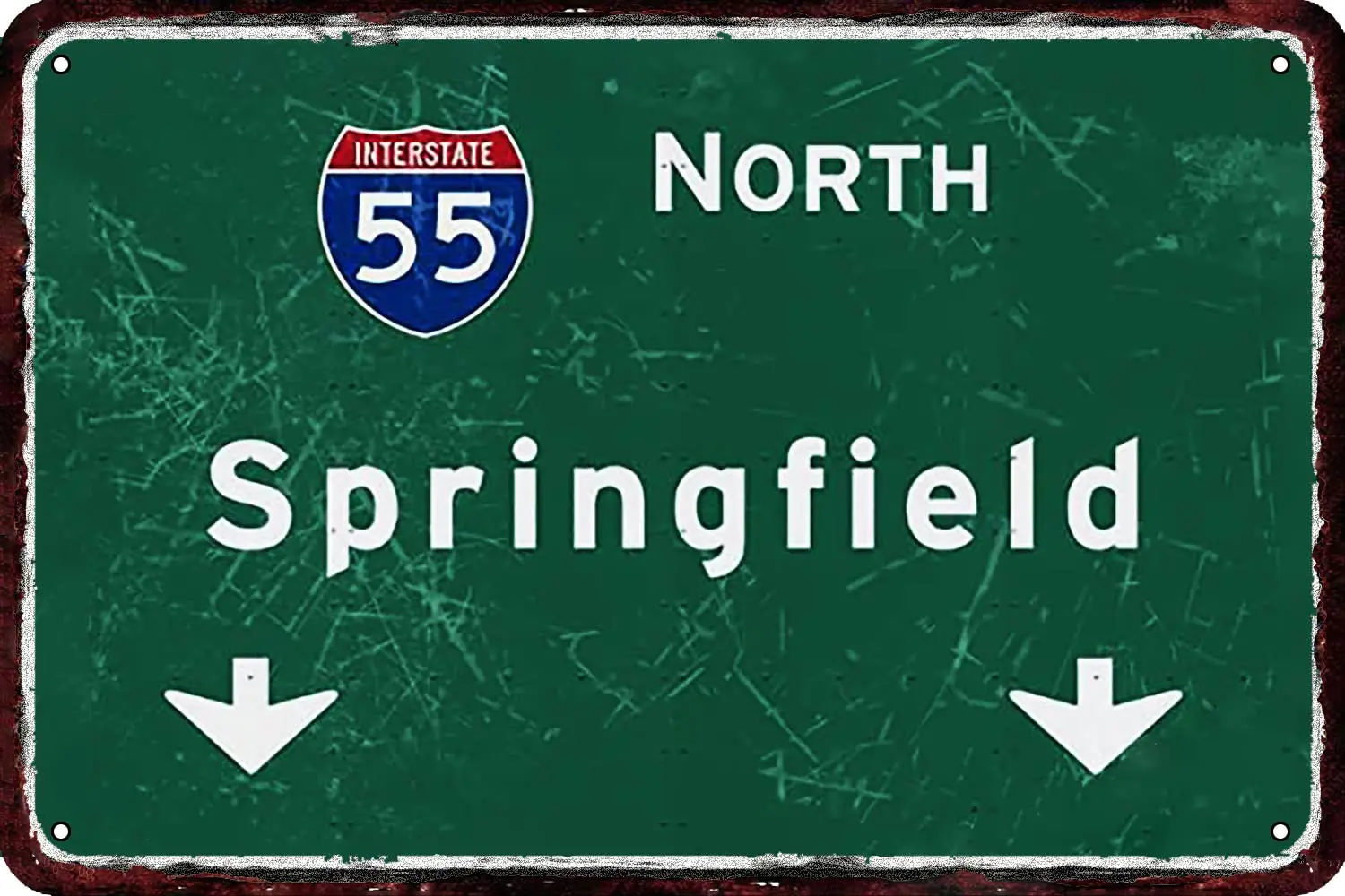 1PCS,North Springfield Interstate 55 Vintage Metal tin Sign Wall Decor Retro Art Funny Decorations for Home Man Cave bedroom