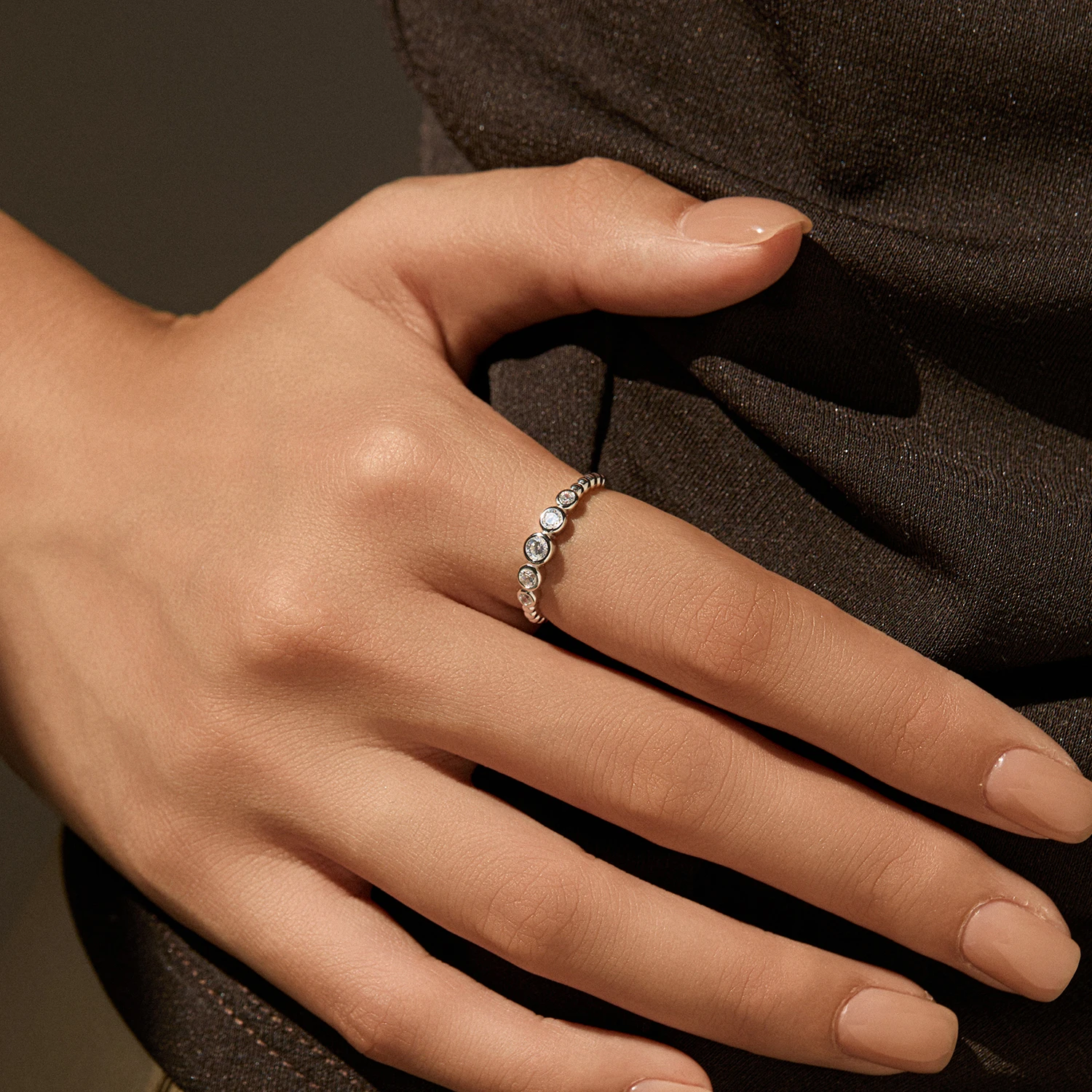 MODIAN D Color Round Moissanite 925 Sterling Silver Fashion Rings Sparkling Finger Rings For Women Wedding Fine Jewelry Gifts