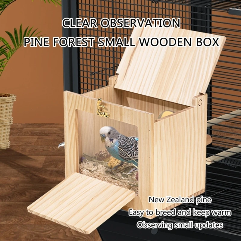 Nido pájaros KX4B para loros, jaula tipo nido artesanal, juguete para exhibición loros, cría aves