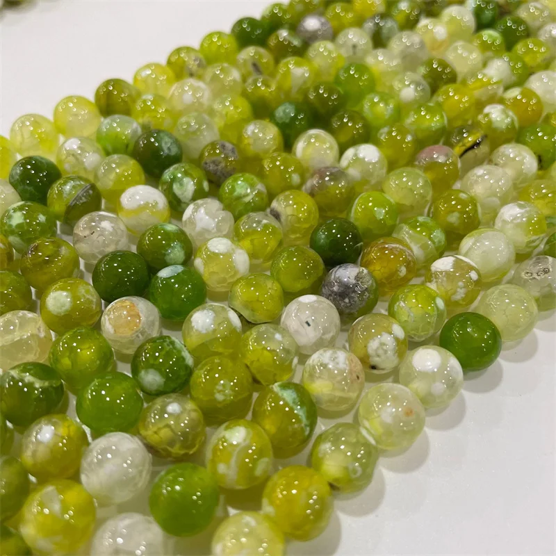 Natural Stone Mint Green Fire Dragon Veins Agates Loose Beads For Jewelry Making DIY  Bracelet Necklaces Accessories 4-10mm