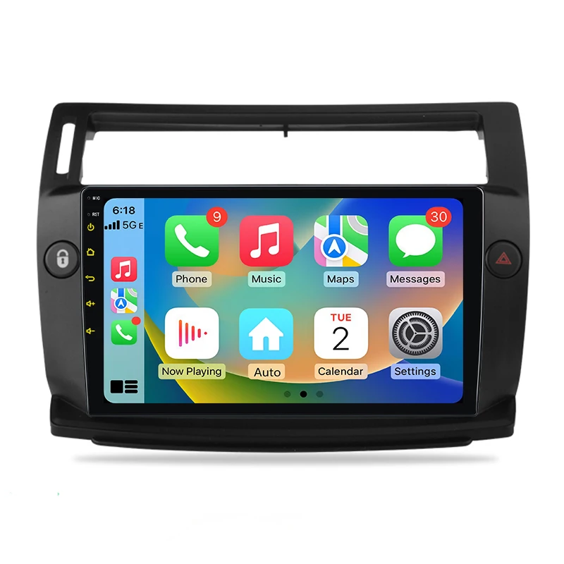 Junsun 9-Zoll Android 15 Autoradio für Citroen C4 C-Triomphe Quatre 2004-2014, kabelloses Apple CarPlay, Auto-IPS-Bildschirm, Stereo-Multimedia-Videoplayer, intelligente Fahrzeugsysteme,