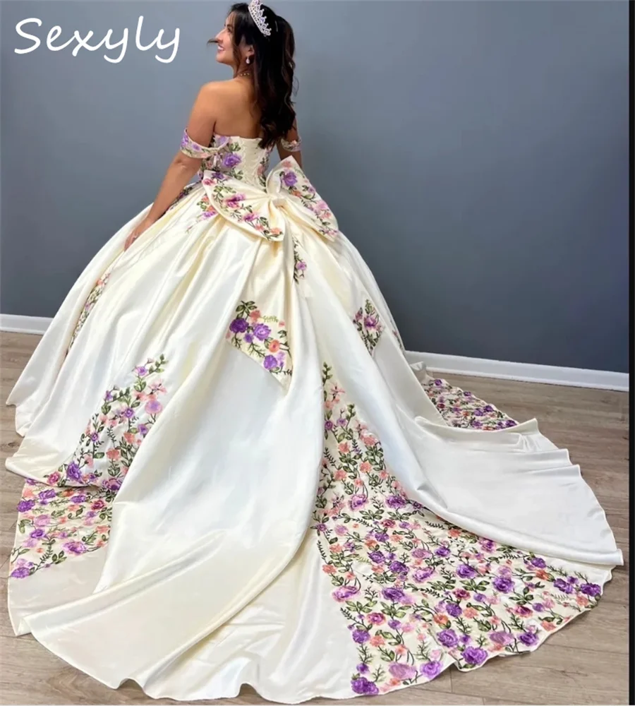 Mexicaanse Charro Quinceanera Jurk 2025, Beige Prinses Borduren, Vestido De 15 Años Debutante Foto Verjaardagsfeestje Verjaardag