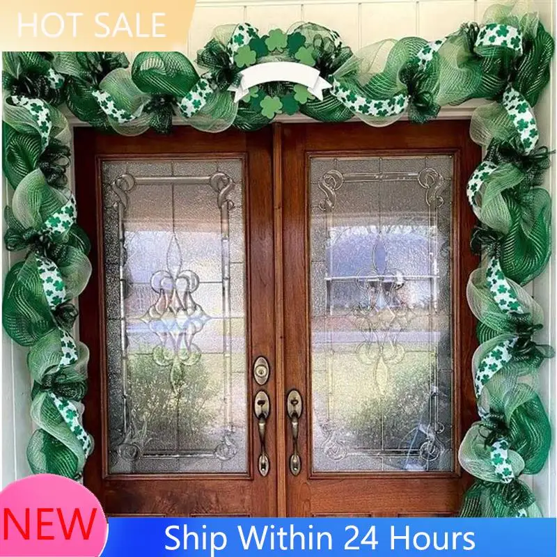 

4 Roll St. Patrick's Day Poly Mesh Ribbon Plastic Mesh Green White Wired Edge Ribbon 10 Inch X 30 Feet Poly Deco Mesh Ribbon