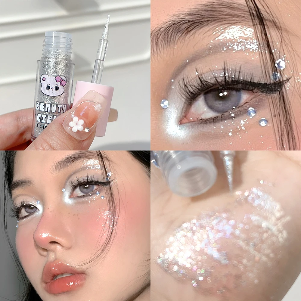 Monocromático glitter líquido sombra iluminador perolado sombra de olho delineador cosméticos iluminar deitado bicho da seda maquiagem dos olhos