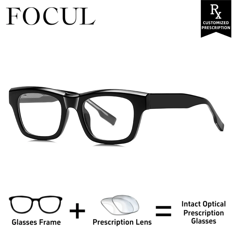 FOCUL Classic Square High Index Anti Blue Ray Glasses Photochromic Myopia Eyeglasses Premium Custom Prescription Optical Eyewear