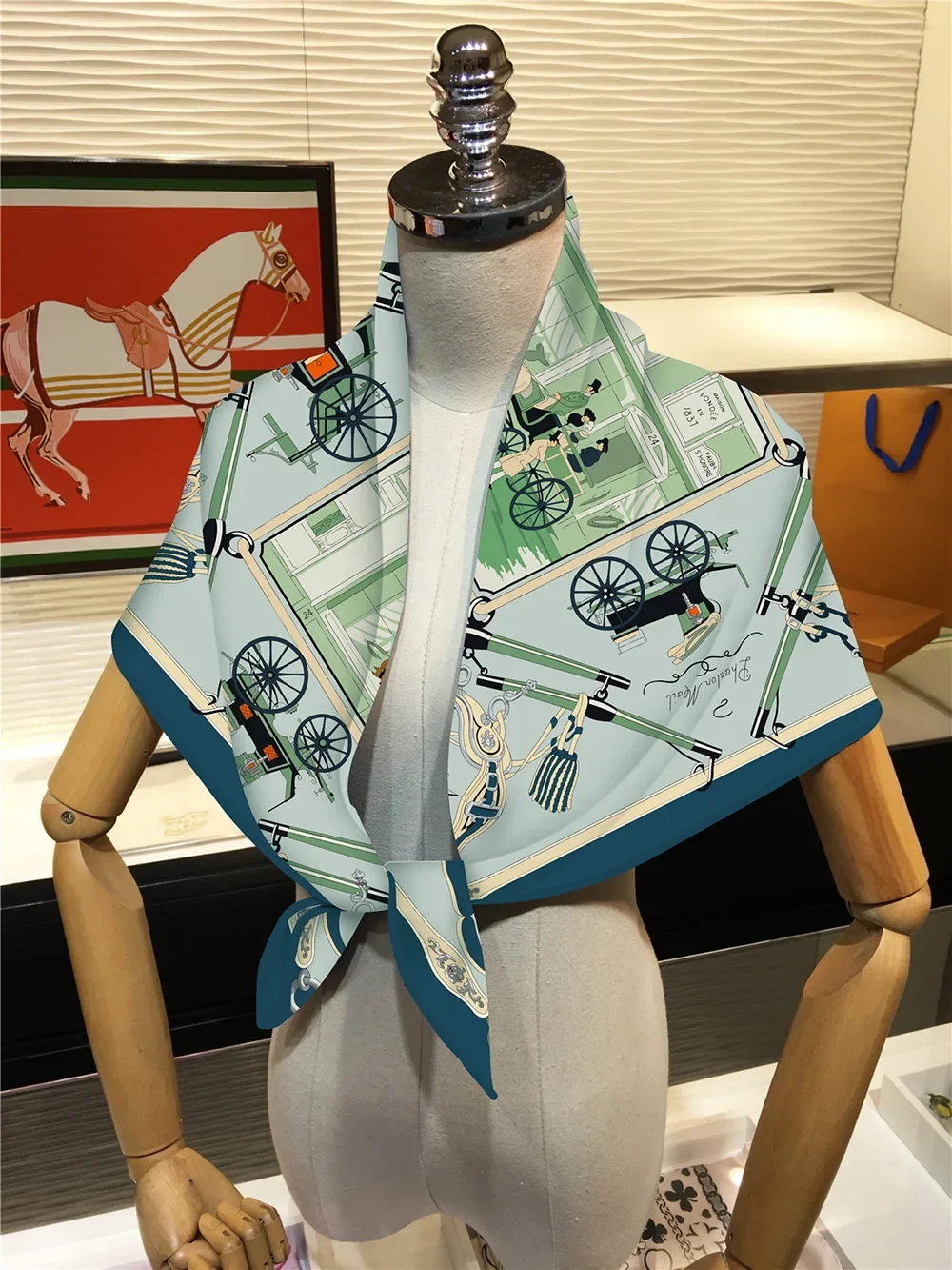 90*90cm Luxury Brand Silk Square Scarf Hijab Women Bandana Soft Scarves Neckerchief Ladies Hair Shawl Wrap Headband Modern
