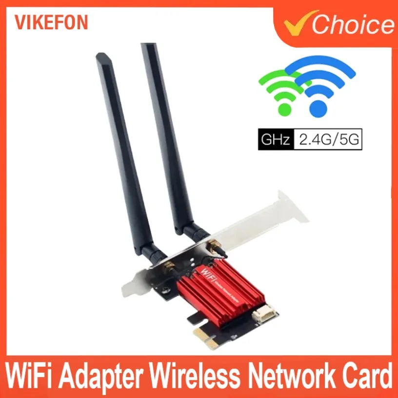 

WiFi Adapter Wireless Network Card Bluetooth 4.0 Dual Band For Desktop Windows 7/8/10/11 AC1200 2.4G/5GHz 802.11AC WiFi 5 PCIE