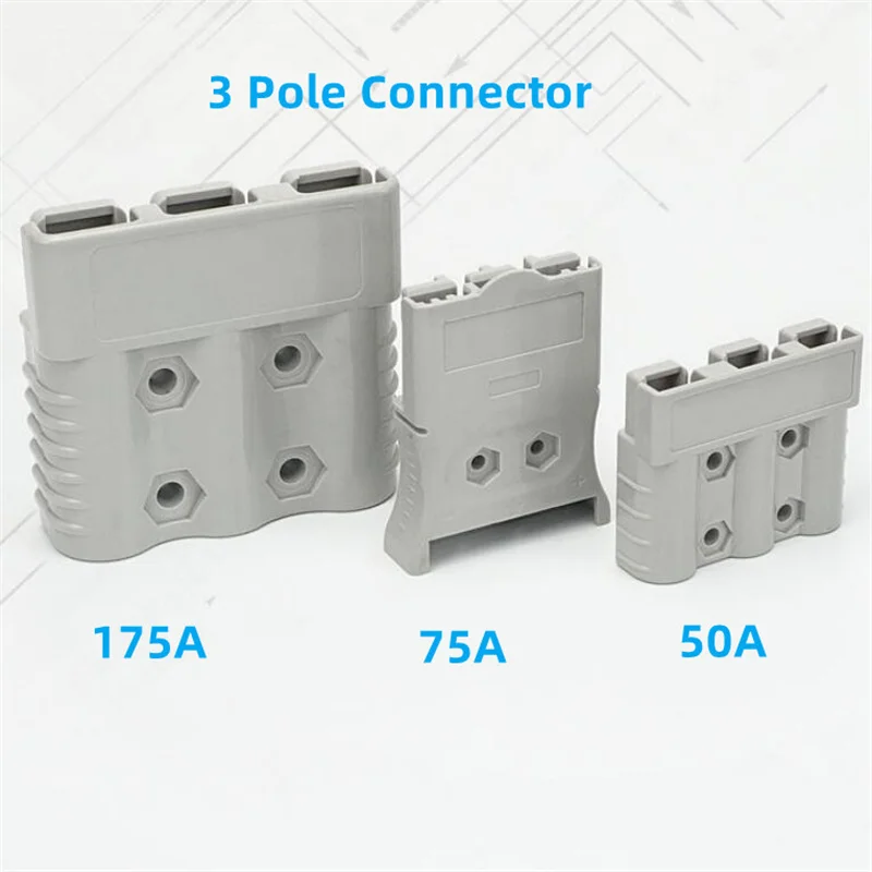 

2Pcs 50A 75A 175A 3 Pole Power Connector Replace Anderson 50 75 175 Amp 600V Battery Plug Charger Socket