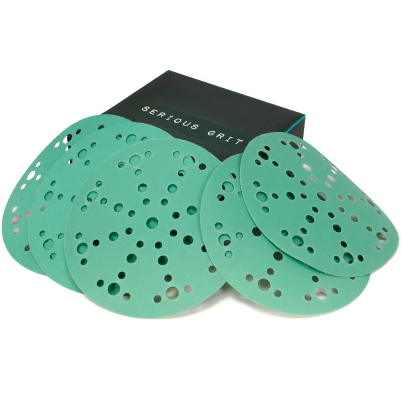 

6-Inch 49-Hole Sanding Discs Assortment - 80, 120, 150, 180, 220 Grit (10 of Each) - Heavy-Duty Hook & Loop Film Discs - Sandpap