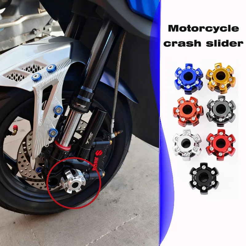 

1Pcs Universal Alloy Motorcycle Fork Crash Slider Aluminum alloy Anti-Fall Wheel Protection Pad for Motocross Bikes Accessories