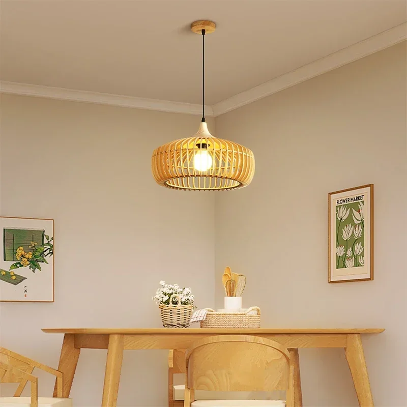 

Nordic Wood Pendant Lamp For Kitchen Island Dining Room bar Rest Area loft shops decoration Pumpkin chandelier led Light Fixture