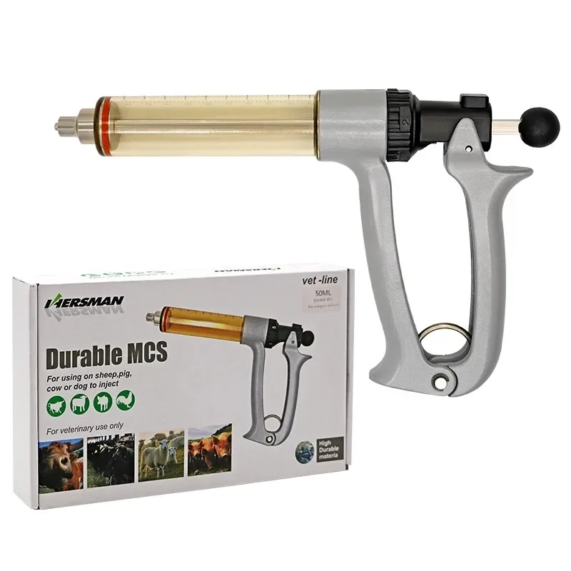 

25/50 мл полуавтоматический ветеринарный непрерывный шприц для инъекций животных, регулируемый вакцинный шприц для скота, крупного рогатого скота, овец