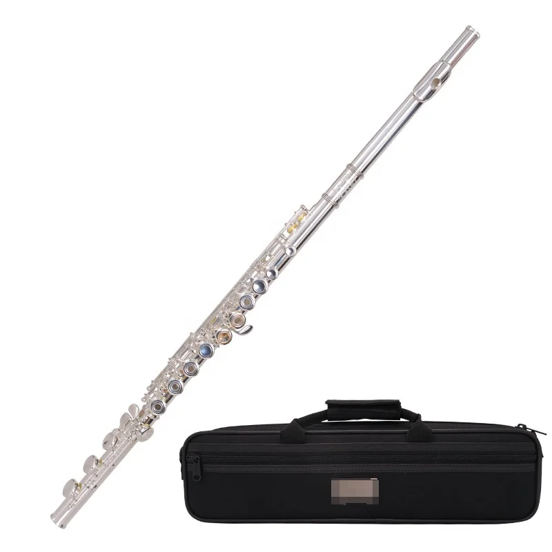 Wholesale Flute Instrument Silver Plated Copper OEM Open / Closed End Nickle Brass Onl Plated Or Plain 17 Hole Closed Hole White