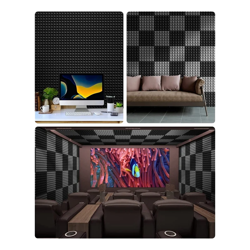 12 Pack Self-Adhesive Sound Proof Foam Panels 2 X 12 X 12 Inch Acoustic Panels