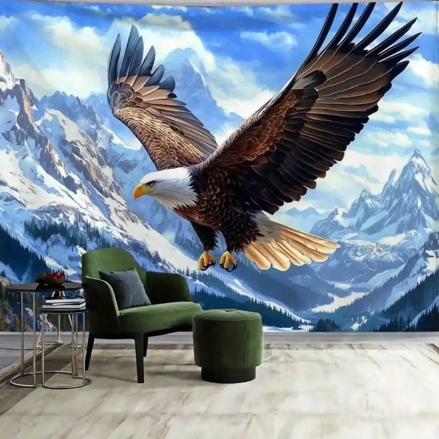Bald Eagle Tapestry - Majestic Mountain Landscape Wall Hanging, American Symbol Art, Living Room Bedroom Decor, Multiple Sizes