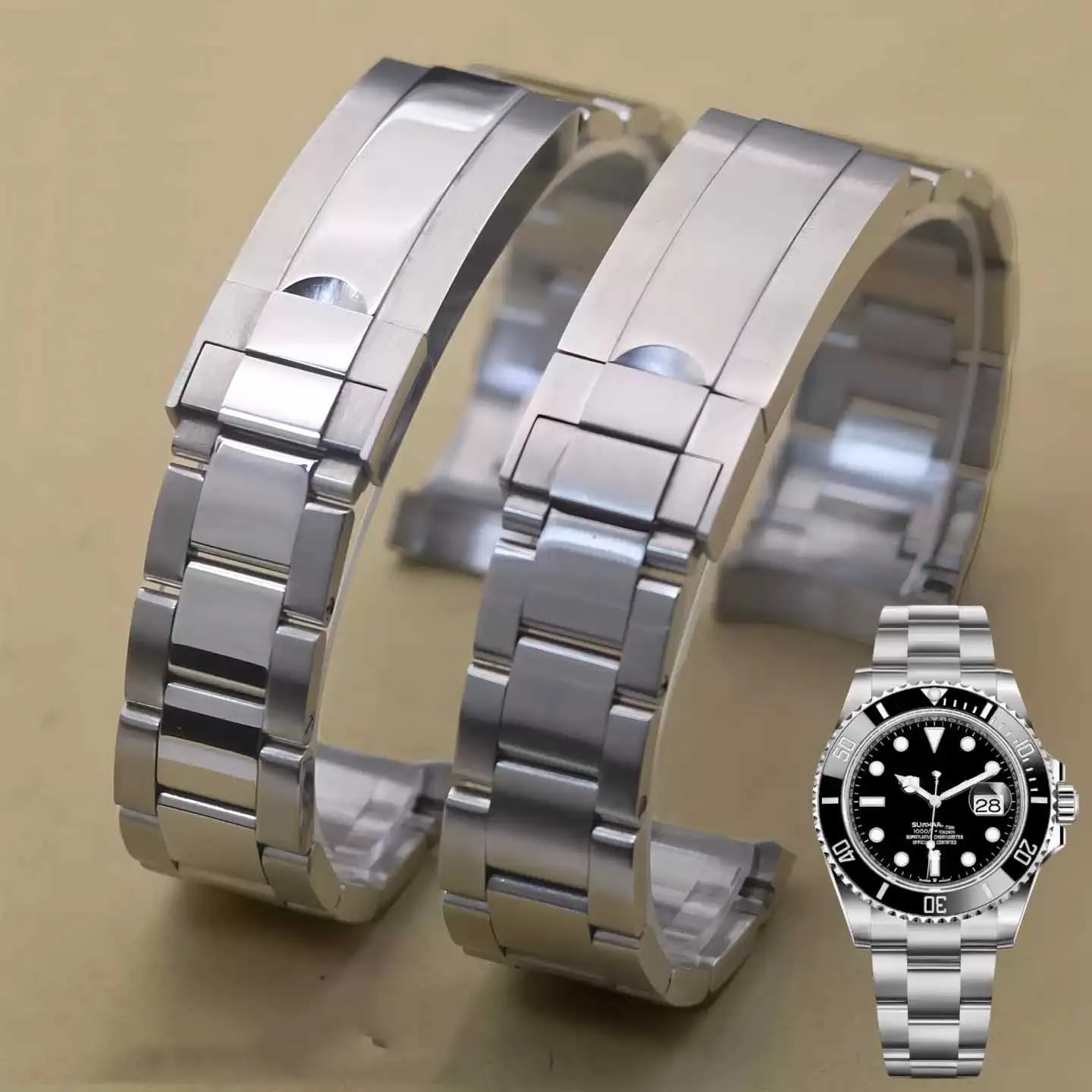 

Watchbands For Rolex SUBMARINER DAYTONA Men Folding Clasp Watch Strap 904LSolid Stainless Steel Watch Bracelet 20mm 21mm