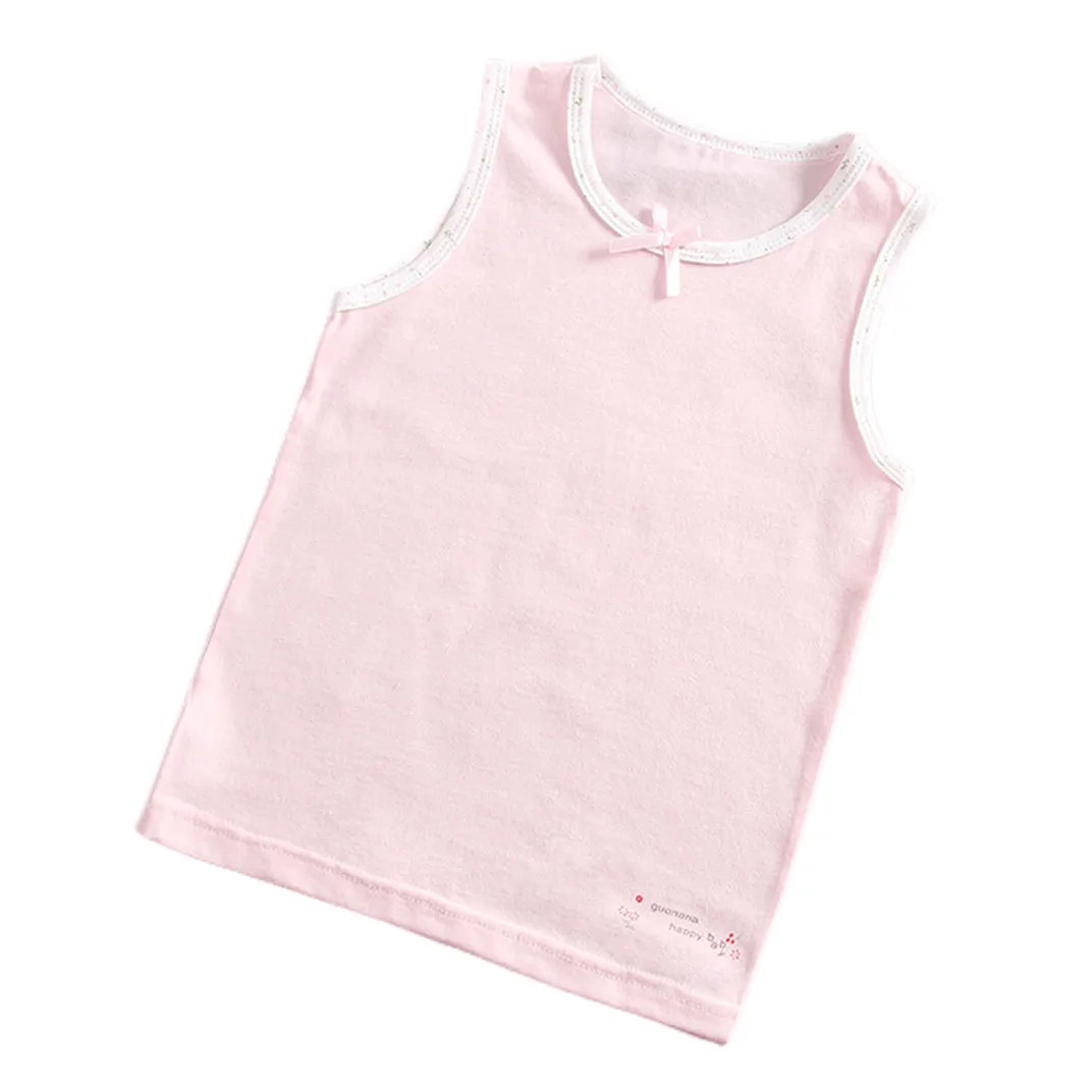3 teile/los Mädchen Singlet Unterwäsche Tank Nette Design Unterhemden Baumwolle Tank Bogen Tops für Baby Mädchen Größe 100-150 atmungsaktive Tops – Detail 9