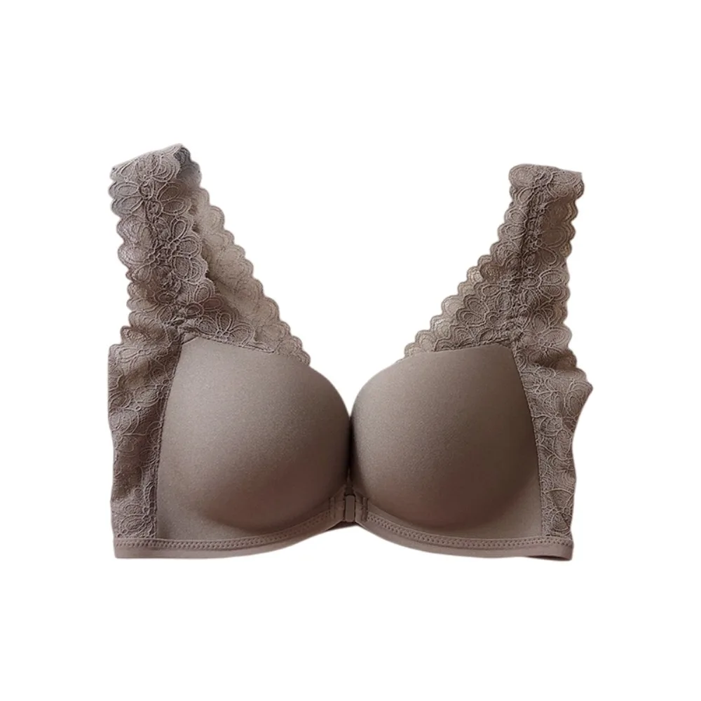 

Lace Lace Front Buckle Bra Gather Seamless without Steel Ring Wireless Deep V Bra Small Chest Anti-sagging Lingerie