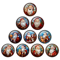 24pcs/lot Santa Claus Art Patterns 8mm To 25mm Round Photo Glass Cabochon Demo Flat Back Making Findings Christmas Gifts H313