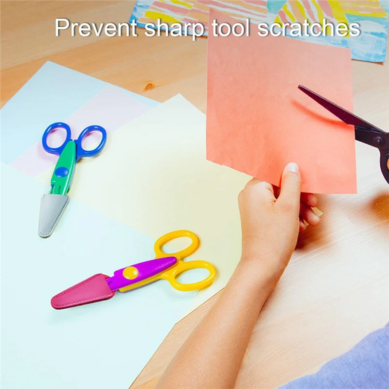 75STO-Scissors Sheath Safety Leather Scissors Cover Protector Sewing Scissor Sheath(6 Pcs Colorful)