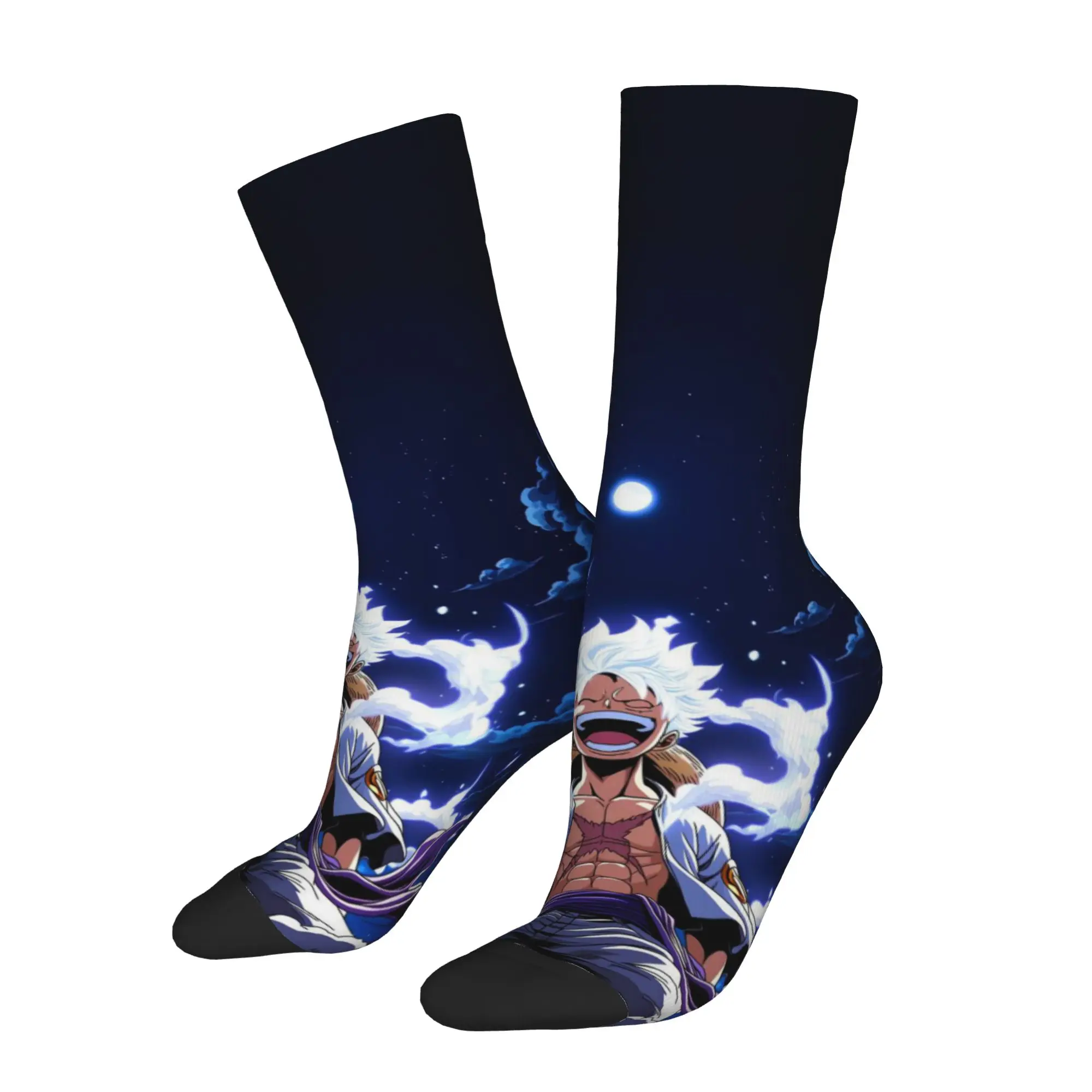 

1 Pair Funny Sock One Piece Pirate King Anime Harajuku Seamless Pattern Printed Men Socks Casual Men's Socks
