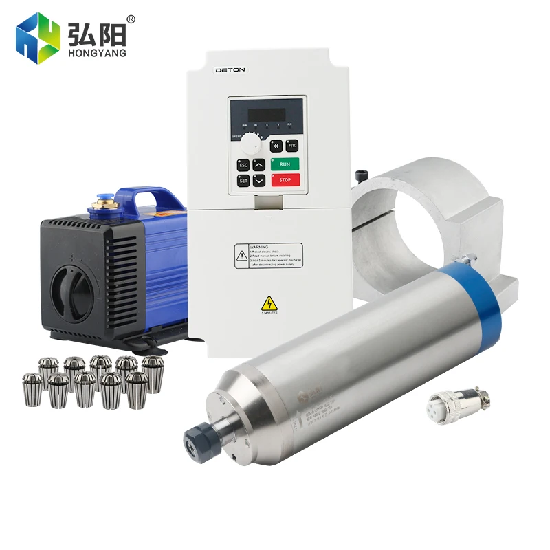 HYCNC 3.7KW Spindle Motor DETON VFD 80W Pump ER20 Collet 100mm Clamp Kit CNC Router