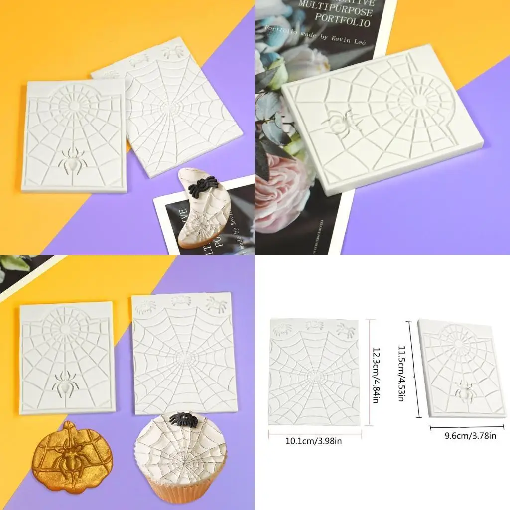 

G6KF 3Pieces Cupcakes Baking Mold Halloween Spiders Web Silicone Sugarcrafts Mold Resin Cake Toppers Decoration Fondant Mold