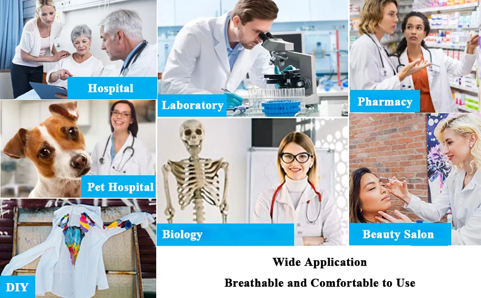 Bata Laboratorio Mujer Hombre Bata Blanca Laboratorio Algodón Bata Enfermera Mujer Bata Medico Manga Larga Doctora Disfr