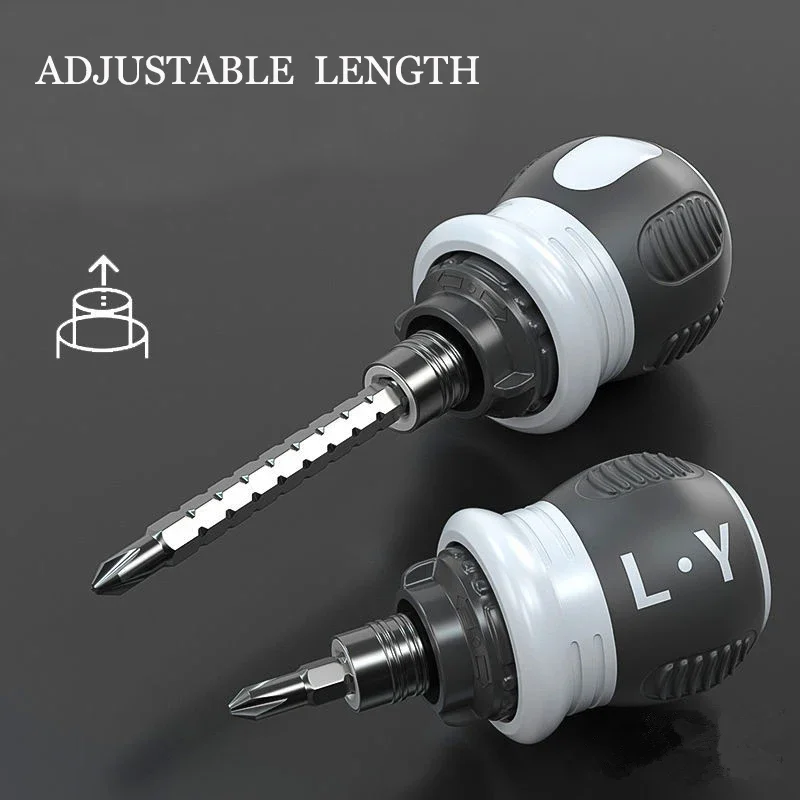 Ratcheting Stubby Reversible Dual End Screwdriver Magnetic Tip Adjustable Length Screwdriver Set for Home A Must-have Hand Tool