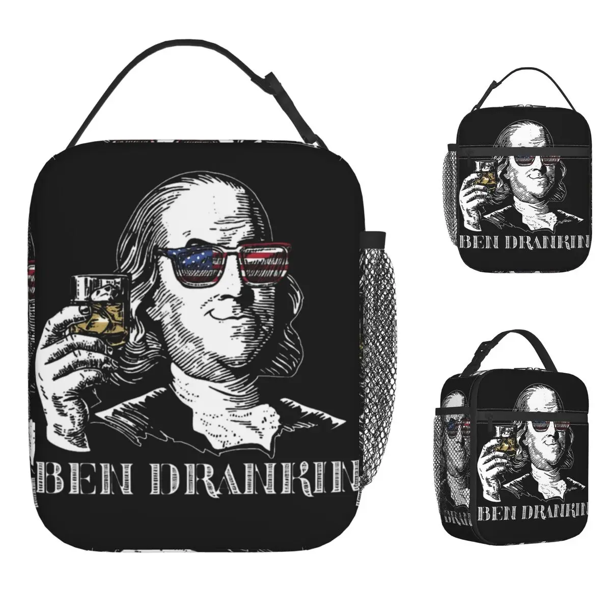 

Ben Drankin Lunch Bag Benjamin 4th of July Picnic Lunch Box Aesthetic Custom Tote Food Bags Oxford Portable Insulated Cooler Bag