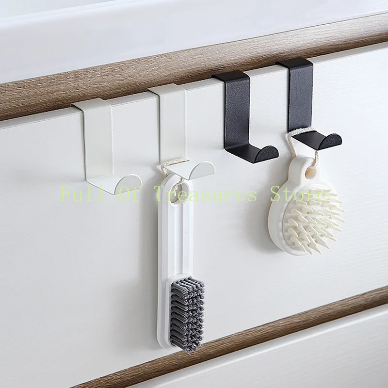 4pcs Z-shaped Door Hook Stainless Steel Cabinet Drawer Door Back Hooks Punch Free Towels Clothes Coats Multifunction Hooks