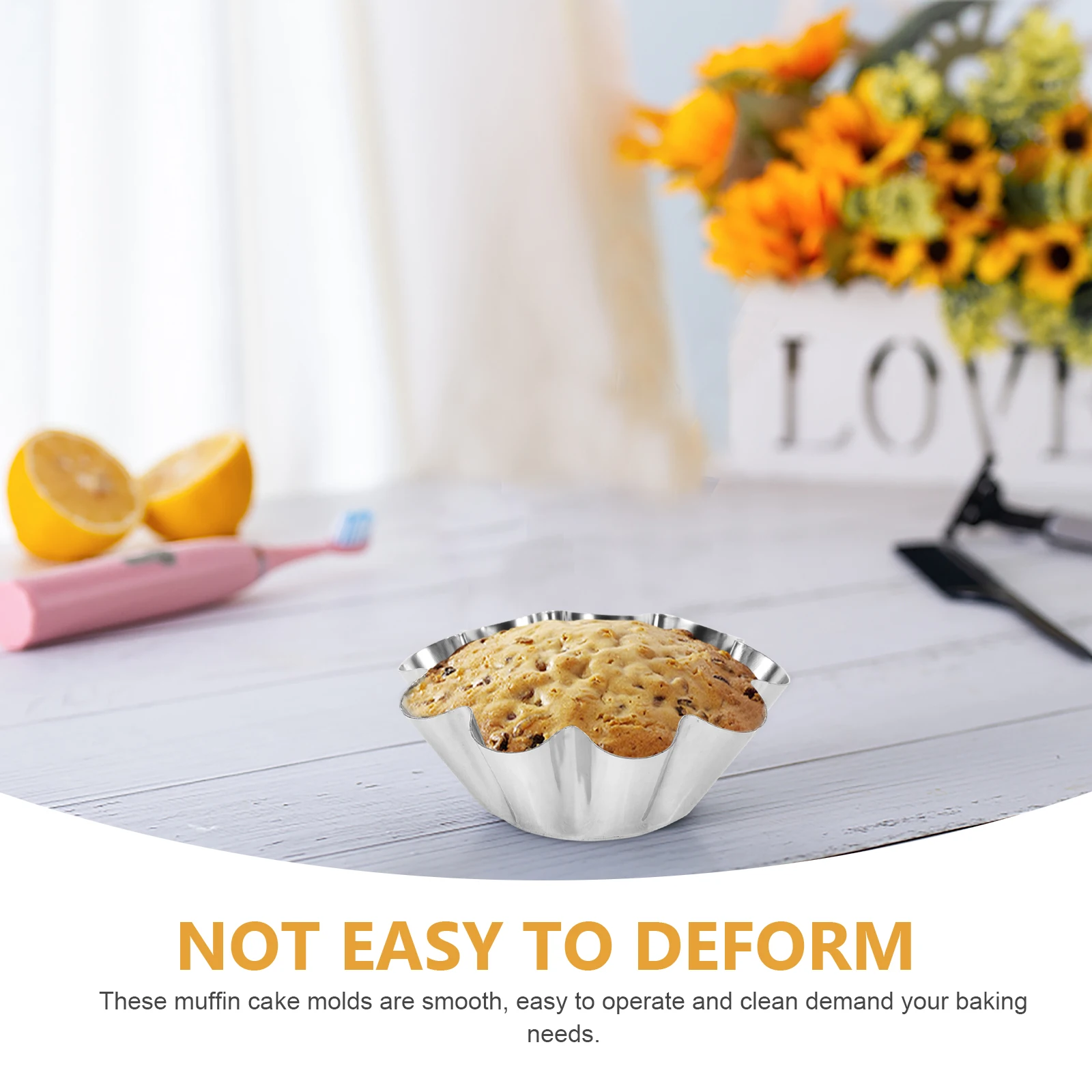 

12pcs Stainless Steel Flower Tart Pans Non-Stick Reusable Baking Mold For Cupcake Egg Tart Dessert Kitchen Diy Party Use Silver