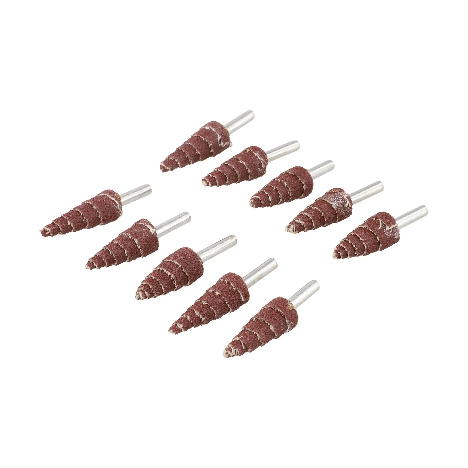 10PCS Resin Bonded Sandpaper Grinding Heads 6mm Shank Tapered Cone Shape Flap Wheels for Rotary Tools Angle Grinders