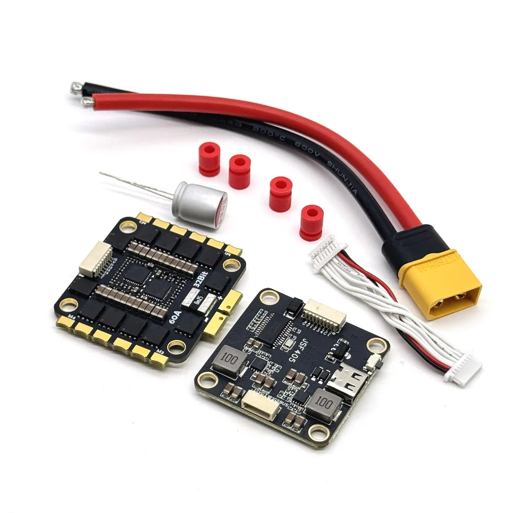 

1set 4IN1 30X30mm Axisflying F405 60A Stack F405 Flight Controller 60A ESC 4-6S LIPO for FPV Freestyle Drones Connector