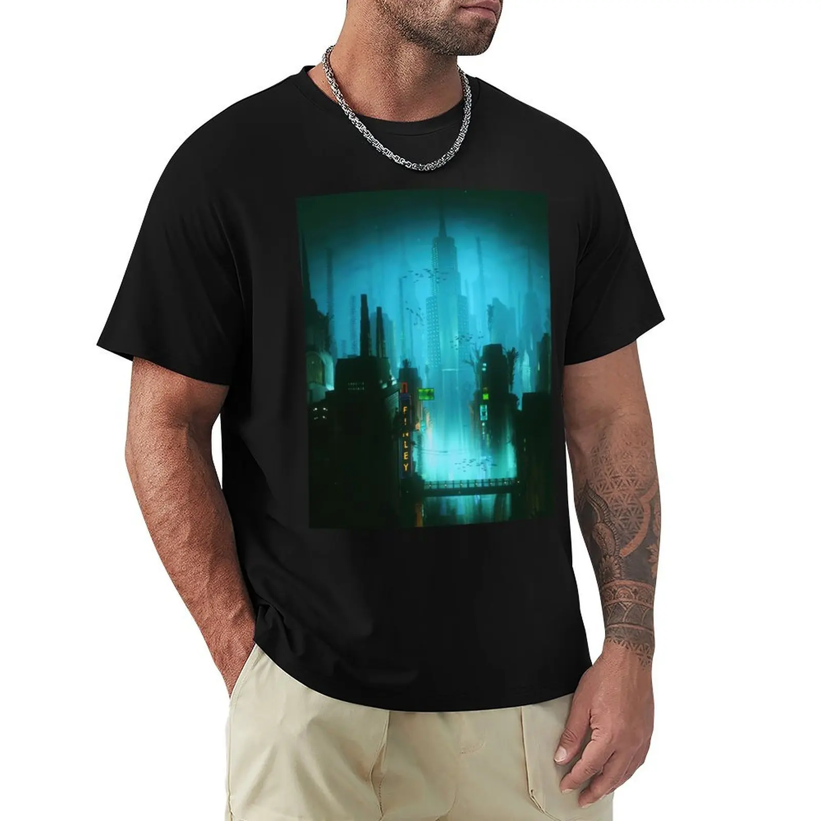 T-shirt City of Rapture Urban Dreamscape, haut décontracté minimaliste à manches courtes